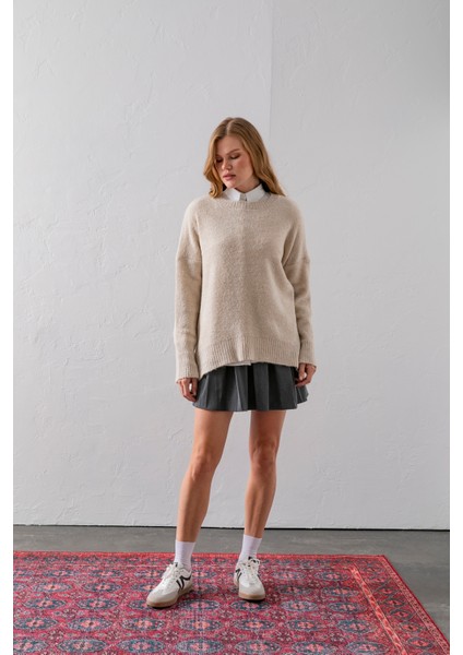 Bisiklet Yaka Oversize Buklet Triko Kazak - Rahat ve Şık | Kaliteli Triko | Trend Kazak