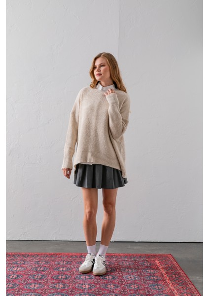 Bisiklet Yaka Oversize Buklet Triko Kazak - Rahat ve Şık | Kaliteli Triko | Trend Kazak