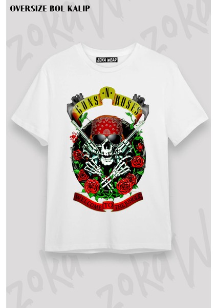 Guns N' Roses Rock Müzik V10 Baskılı Oversize Tişört Unisex fiyatları