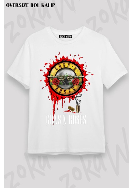 Guns N' Roses Rock Müzik V17 Baskılı Oversize Tişört Unisex fiyatları