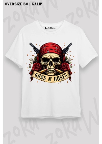 Guns N' Roses Rock Müzik V23 Baskılı Oversize Tişört Unisex