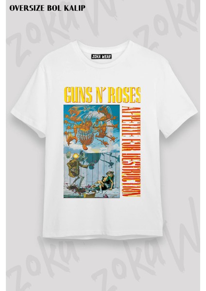 Guns N' Roses Rock Müzik V39 Baskılı Oversize Tişört Unisex
