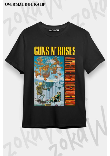 Guns N' Roses Rock Müzik V39 Baskılı Oversize Tişört Unisex
