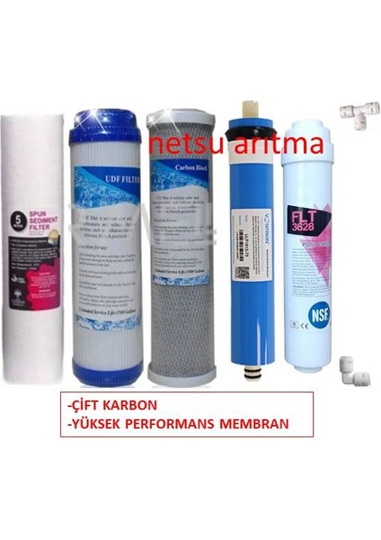 -Vontron membranlı,Açık Kasa Su Arıtma Cihazı Filtresi -5 li Filtre Seti