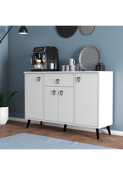 4 Kapaklı Çekmeceli Kahve Köşesi Dolabı Mutfak Dolabı Konsol