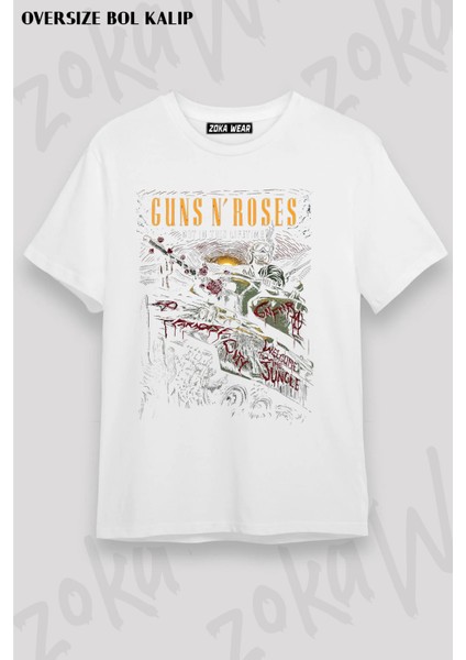 Guns N' Roses Rock Müzik V45 Baskılı Oversize Tişört Unisex