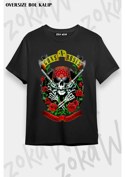 Guns N' Roses Rock Müzik V10 Baskılı Oversize Tişört Unisex