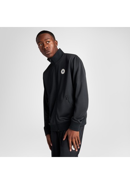 Retro Track Erkek Grafik Baskılı Siyah Ceket
