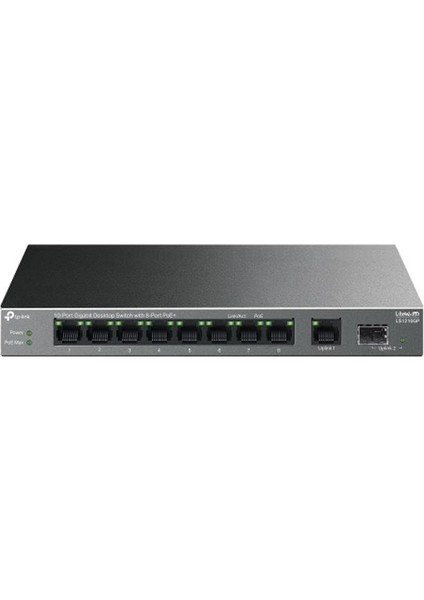 Tp-Lınk LS1210GP, Green Tech, 8 Port Gigabit, Poe 61W, 1 Port Gigabit Uplink, 1 Port Gigabit Sfp, Yönetilemez Masaüstü Switch