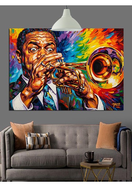 Caz Müzisyeni Trompet Çalıyor Dekoratif Kanvas - Mdf Ahşap Tablo modelleri