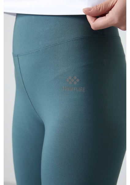Orman Yeşili Yüksek Bel Toparlayıcı Slim Fit Dar Paça Kadın Tayt - 94011