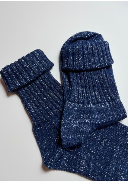 Pamuklu Fitilli Simli Kadın Çorabı