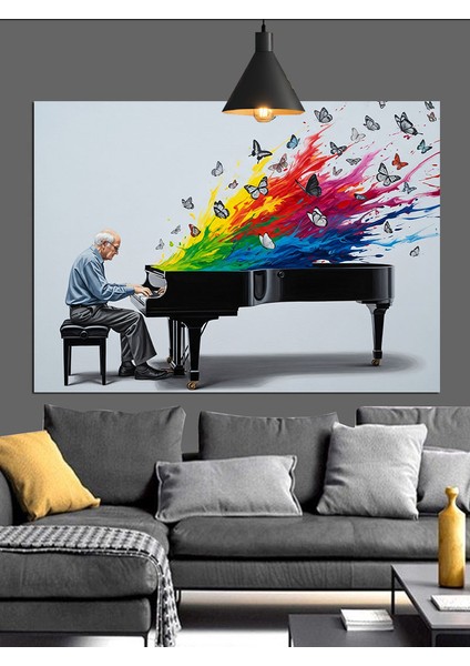 Piyano Çalan Piyanist Sanat Dekoratif Kanvas - Mdf Ahşap Tablo
