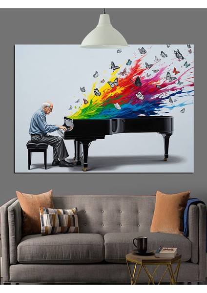 Piyano Çalan Piyanist Sanat Dekoratif Kanvas - Mdf Ahşap Tablo fiyatları