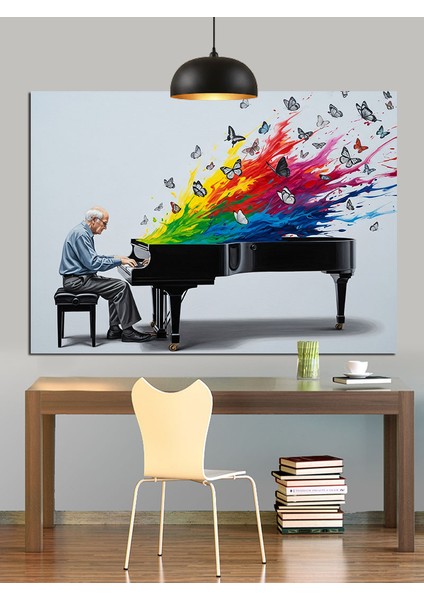 Piyano Çalan Piyanist Sanat Dekoratif Kanvas - Mdf Ahşap Tablo modelleri