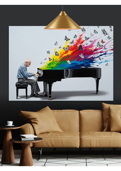 Piyano Çalan Piyanist Sanat Dekoratif Kanvas - Mdf Ahşap Tablo indirimleri