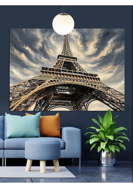 Siyah-Beyaz Eyfel Kulesi Dekoratif Kanvas - Mdf Ahşap Tablo fiyatları