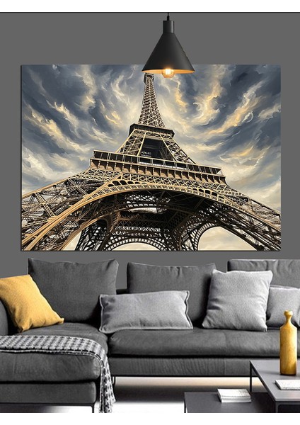 Siyah-Beyaz Eyfel Kulesi Dekoratif Kanvas - Mdf Ahşap Tablo fırsatları