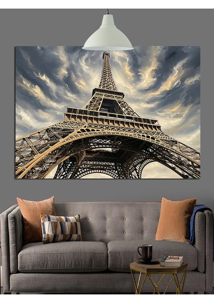 Siyah-Beyaz Eyfel Kulesi Dekoratif Kanvas - Mdf Ahşap Tablo indirimleri