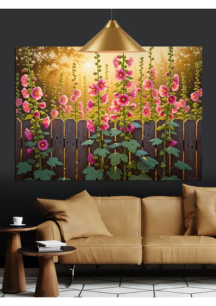 Mor Pembe Çiçek Bahçesi Dekoratif Kanvas - Mdf Ahşap Tablo