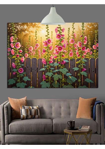 Mor Pembe Çiçek Bahçesi Dekoratif Kanvas - Mdf Ahşap Tablo modelleri