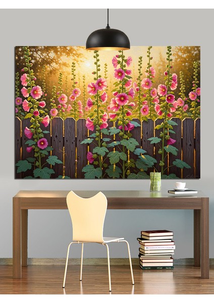 Mor Pembe Çiçek Bahçesi Dekoratif Kanvas - Mdf Ahşap Tablo fırsatları
