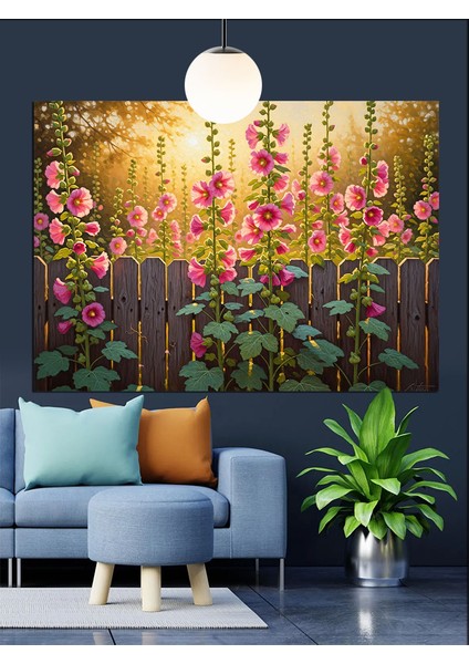 Mor Pembe Çiçek Bahçesi Dekoratif Kanvas - Mdf Ahşap Tablo indirimleri
