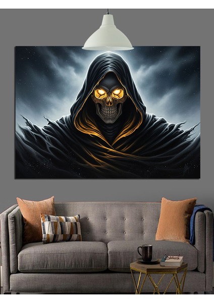 Kapüşonlu Ölüm Figürü Karanlık Dekoratif Kanvas - Mdf Ahşap Tablo