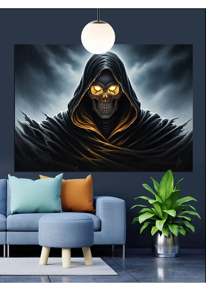 Kapüşonlu Ölüm Figürü Karanlık Dekoratif Kanvas - Mdf Ahşap Tablo modelleri