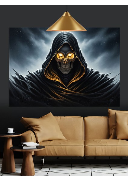 Kapüşonlu Ölüm Figürü Karanlık Dekoratif Kanvas - Mdf Ahşap Tablo fırsatları