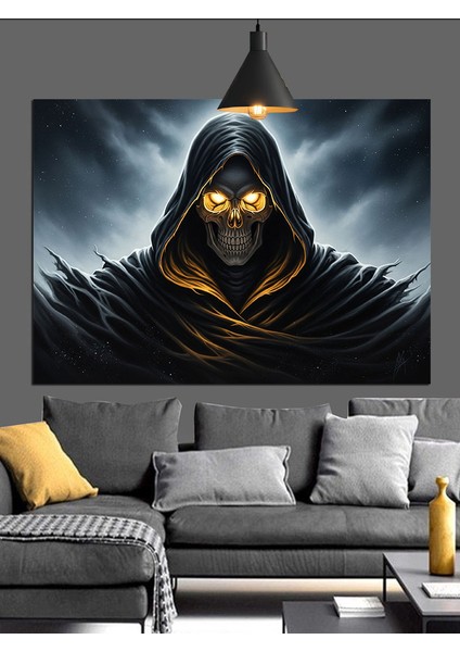Kapüşonlu Ölüm Figürü Karanlık Dekoratif Kanvas - Mdf Ahşap Tablo indirimleri