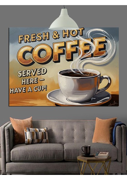 Retro Kahve Reklamı Afişi Dekoratif Kanvas - Mdf Ahşap Tablo fiyatları