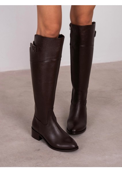 Bentley Kahve Hakiki Deri Çizme