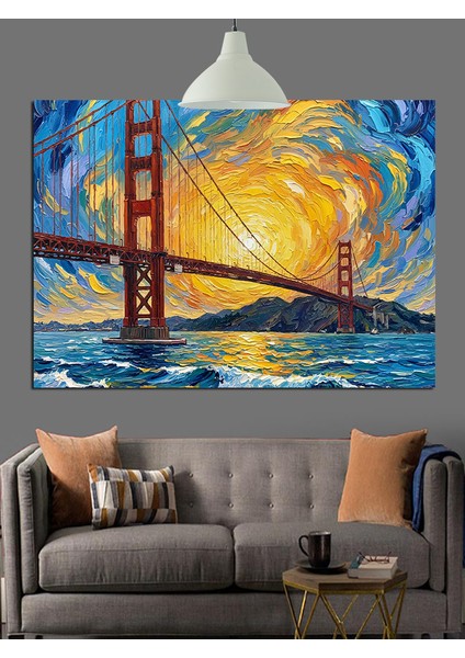 Golden Gate Köprüsü Gün Batımı Dekoratif Kanvas - Mdf Ahşap Tablo fiyatları