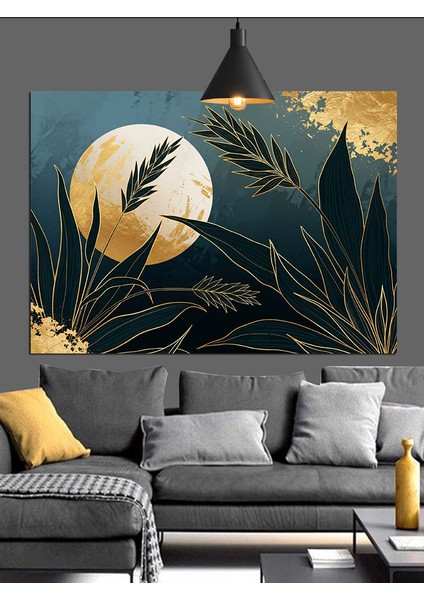 Karanlık Ormanda Parlayan Ay Dekoratif Kanvas - Mdf Ahşap Tablo