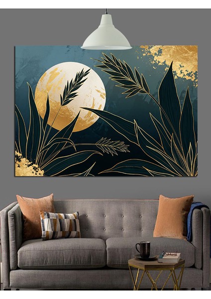 Karanlık Ormanda Parlayan Ay Dekoratif Kanvas - Mdf Ahşap Tablo fiyatları