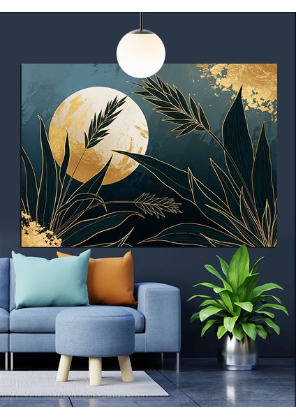 Karanlık Ormanda Parlayan Ay Dekoratif Kanvas - Mdf Ahşap Tablo fırsatları