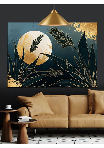 Karanlık Ormanda Parlayan Ay Dekoratif Kanvas - Mdf Ahşap Tablo indirimleri