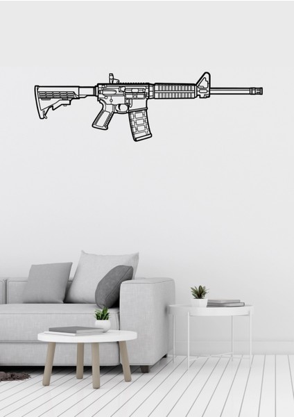 Ar-15 Tüfek Desenli Dekoratif Metal Duvar Süsü