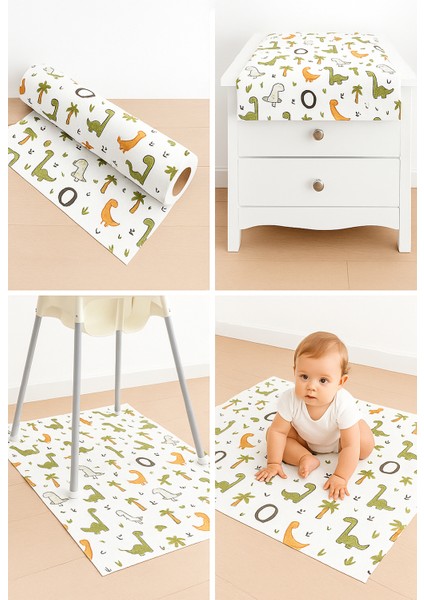 Mama Sandalyesi Altı ve Aktivite Örtüsü 3 Rulo 30 Adet 100X120 cm - Sevimli Dinazorlar fiyatları