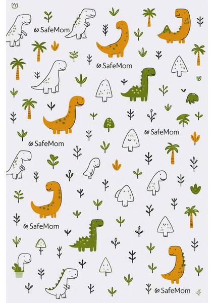 Mama Sandalyesi Altı ve Aktivite Örtüsü 3 Rulo 30 Adet 100X120 cm - Sevimli Dinazorlar modelleri