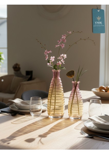 Svea | 2 'li Minimalist Dekor Çok Renkli Cam Vazo