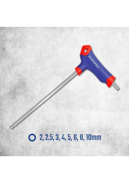 WP200542 8 Parça Cr-V Top Başlı T Tipi Uzun Profesyonel Allen Anahtar Takımı fiyatları