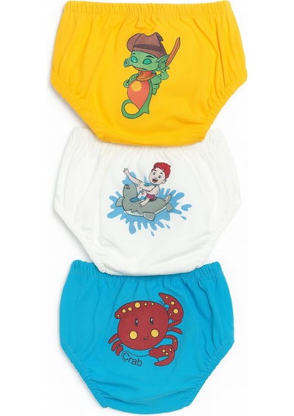 7031 Bebek Hayvan Desenli Baskılı 3'lü Alıştırma Külodu