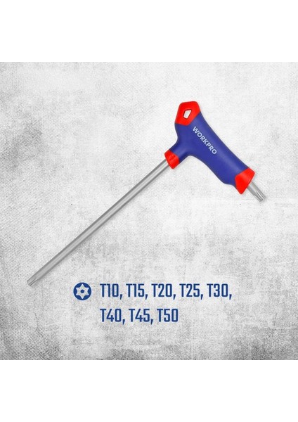 WP200543 8 Parça Cr-V T Tipi Uzun Delikli Torx Profesyonel Allen Anahtar Takımı fiyatları
