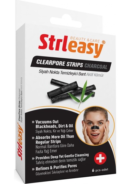 6940 Siyah Nokta Burun Temizleme Bant Aktif Kömür 6'lı