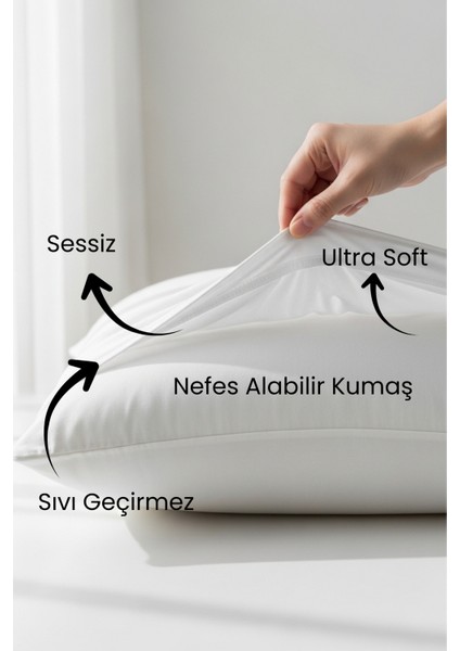 2 Adet Sıvı Geçirmez Microfiber Yastık Alezi - Su Geçirmez Yastık Koruyucu 50X70 cm fırsatları