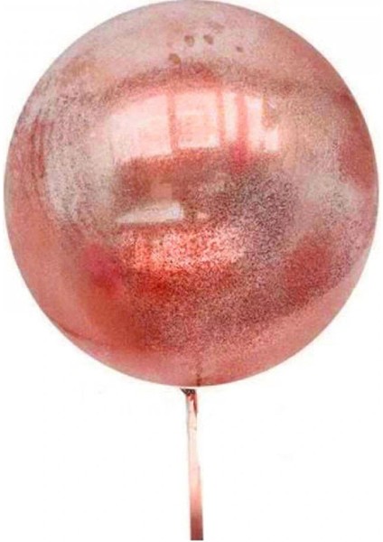 Kırmızı Simli Yuvarlak Şeffaf Balon 24 Inç