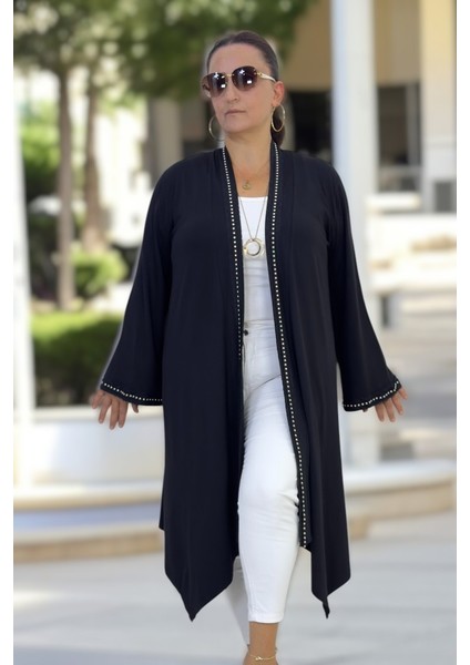 Kol Manşetleri Dantel Şal Yaka Taş Işlemeli Uzun Mevsimlik Kap Ceket modelleri