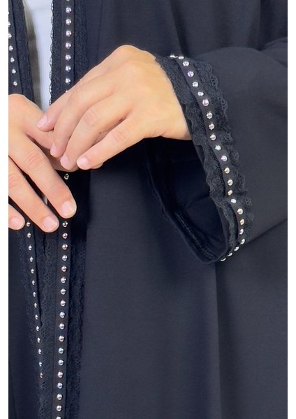 Kol Manşetleri Dantel Şal Yaka Taş Işlemeli Uzun Mevsimlik Kap Ceket indirimleri